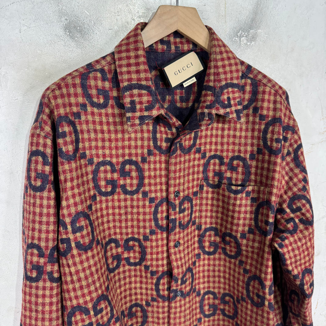 Gucci Monogram Plaid Wool Flannel
