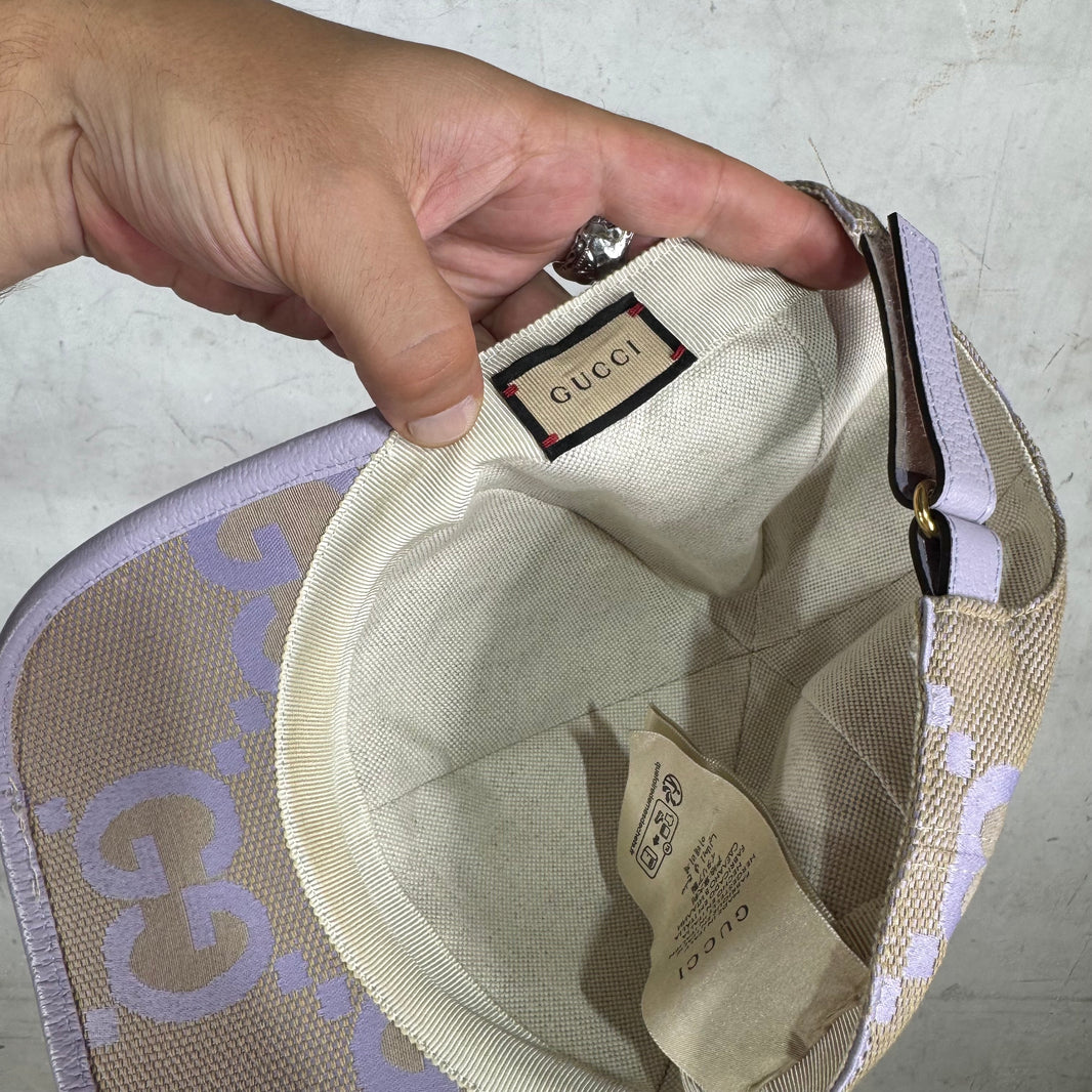 Gucci Beige Purple Monogram Hat