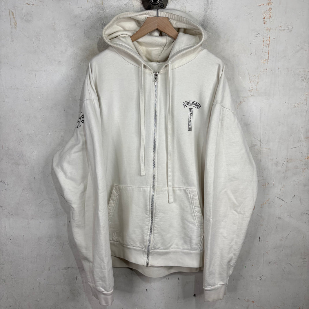 Chrome Hearts TBar White Zip Hoodie