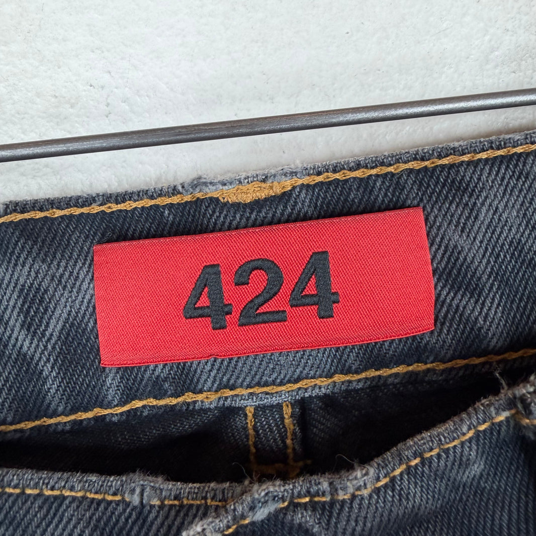424 Black Distressed Skinny Jeans