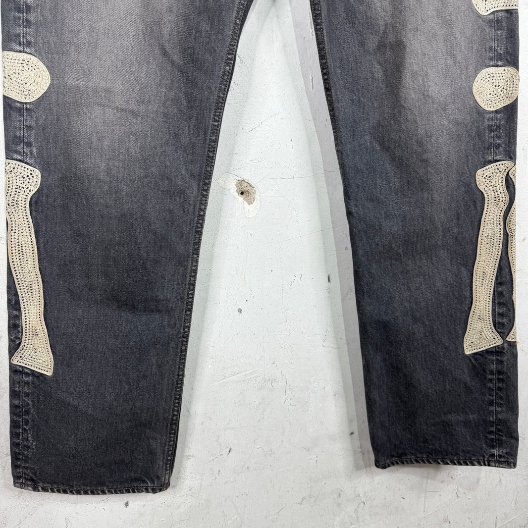 Kapital Charcoal Faded Bone Jeans