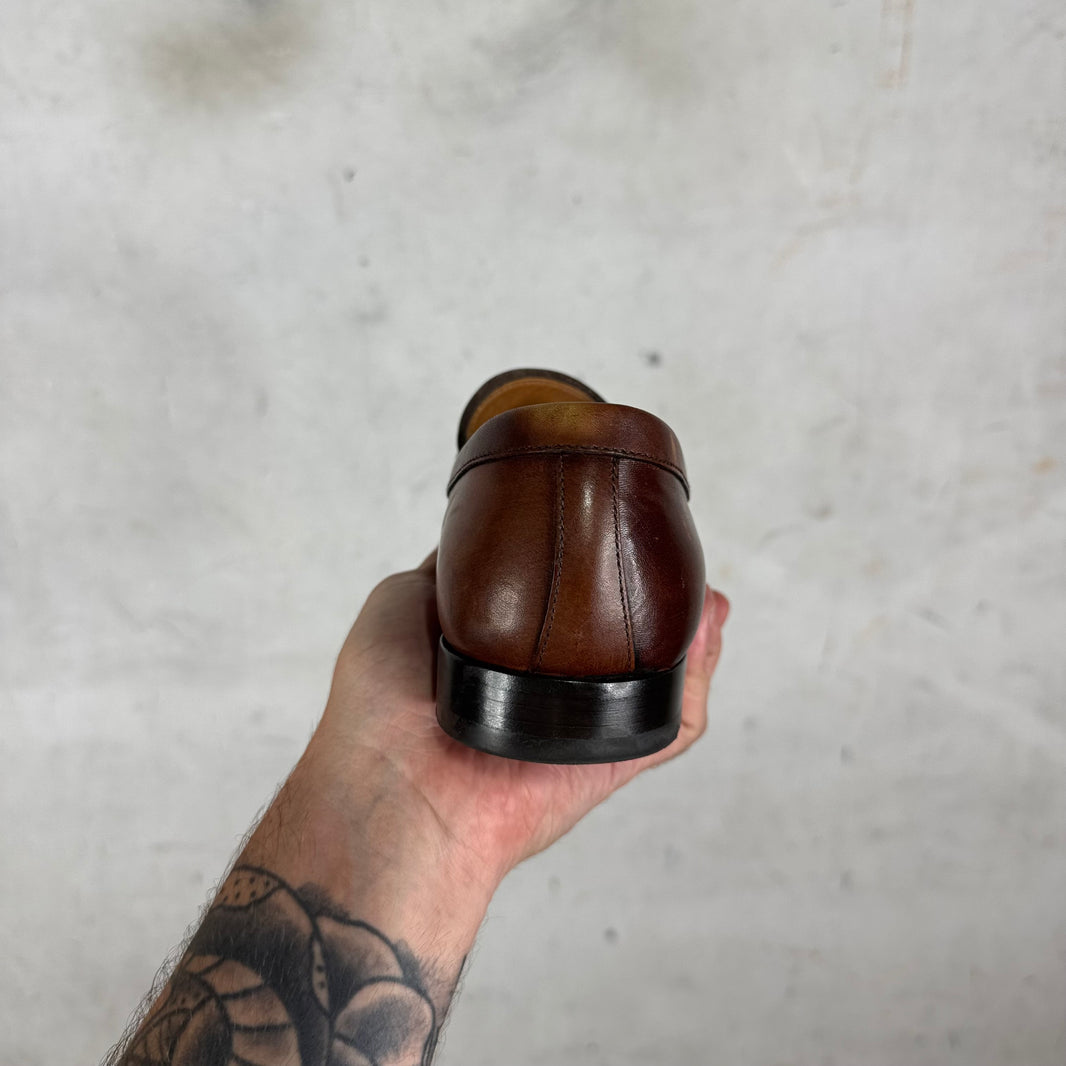 Prada Brown Leather Wing Tipped Loafers