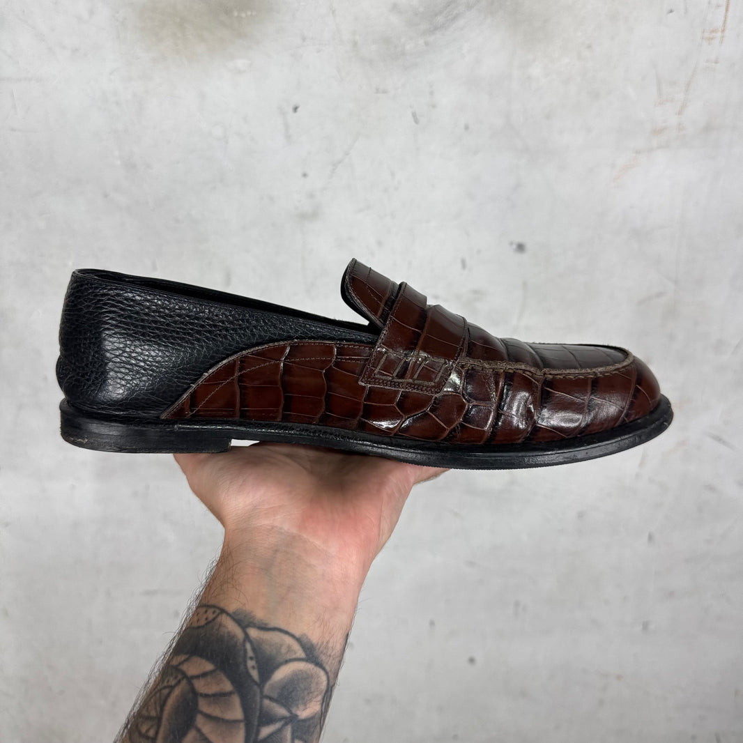 Loewe Faux Croc Penny Loafers