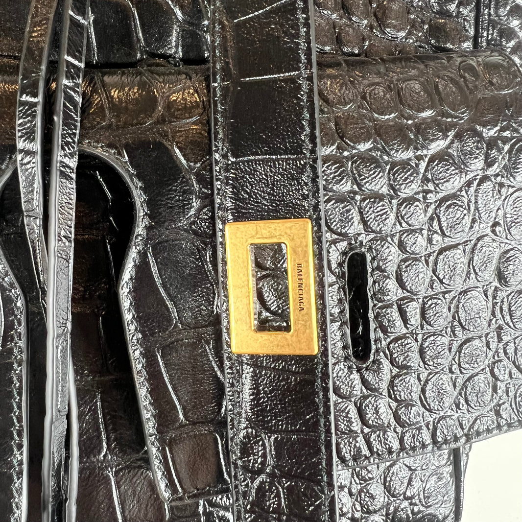 Balenciaga Medium Croc-Embossed Bel-Air Bag