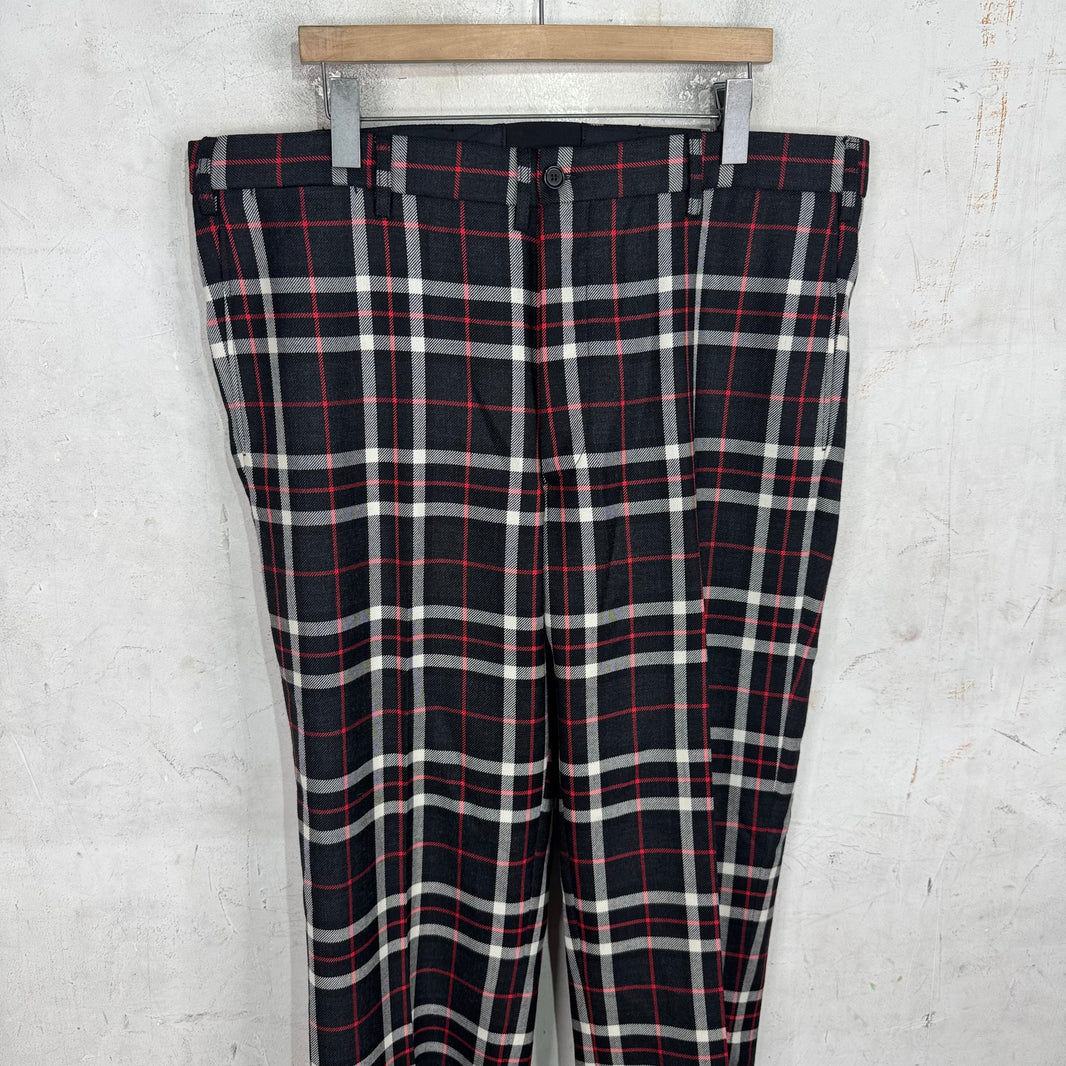 Marni Black/Red Plaid Wool Trousers