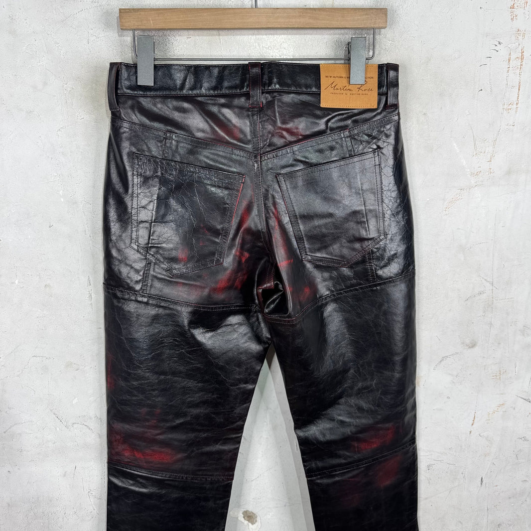 Martine Rose Leather Patina'd Distressed Pants