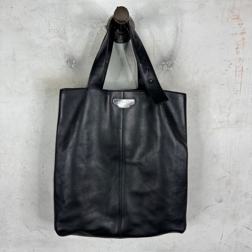 Balenciaga Badged Cowhide Leather Tote Bag