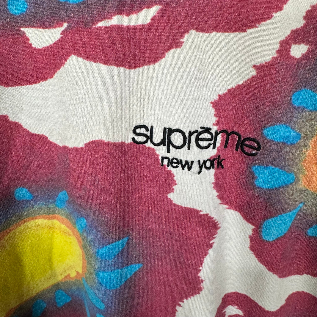 Supreme Red Painted Flowers L/S Shirt