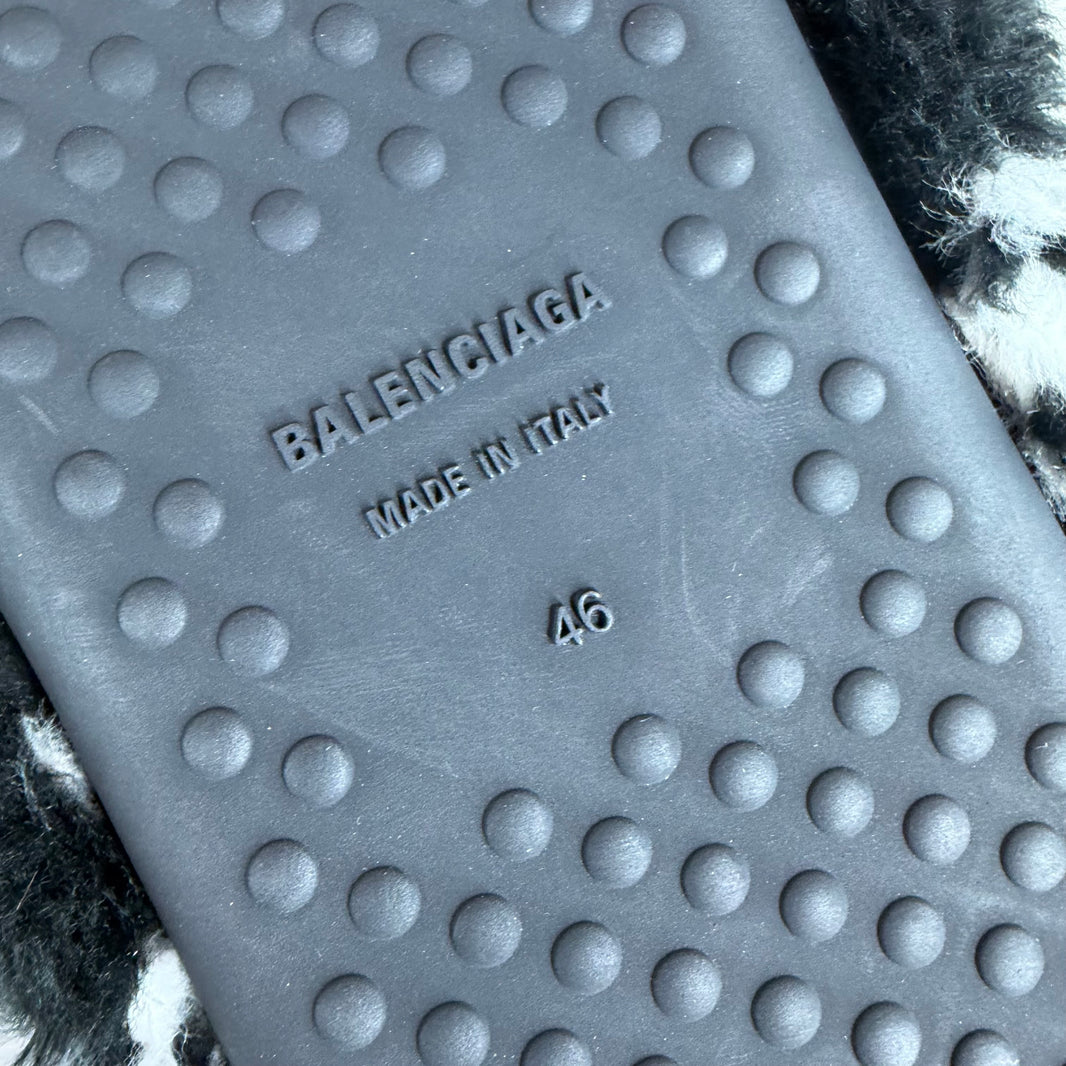 Balenciaga Fuzzy Diagonal Logo Mules