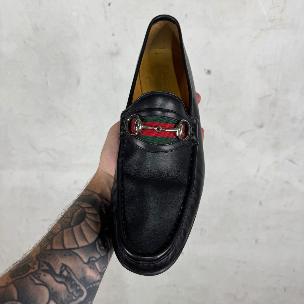 Gucci Leather Horse Bit Loafers