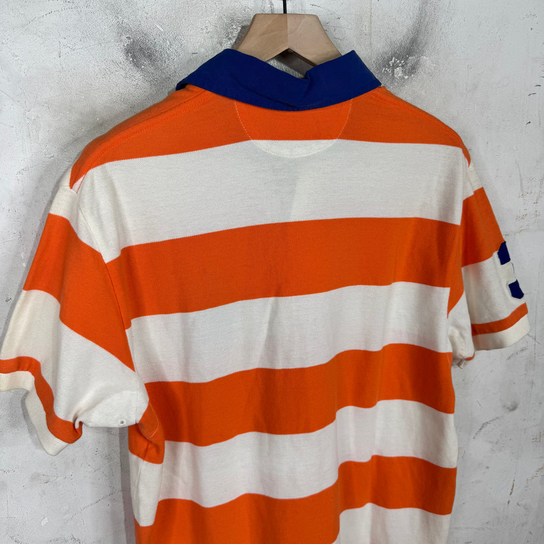 Ralph Lauren Orange Striped Blue Big Pony Polo