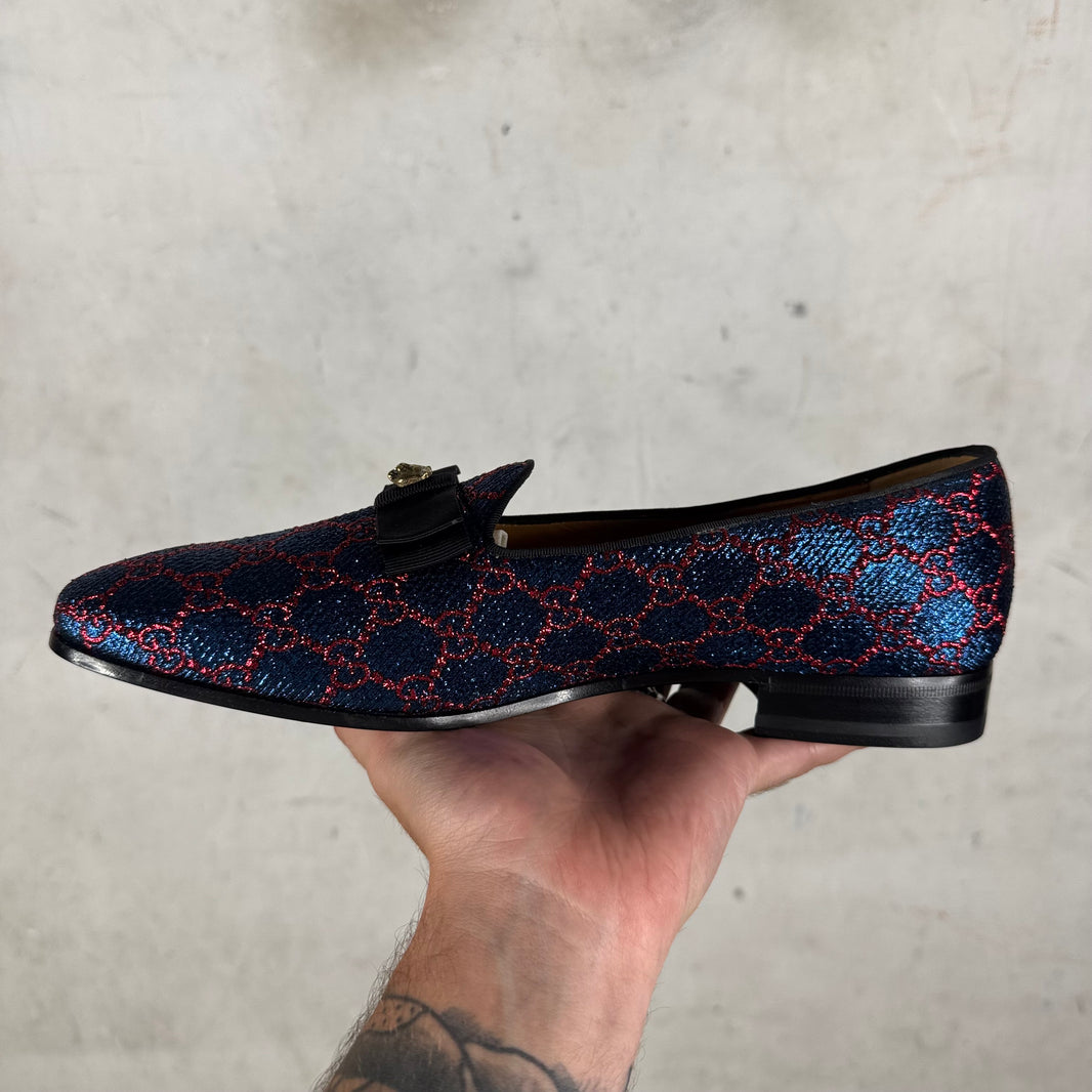 Gucci Glitter Monogram Loafers