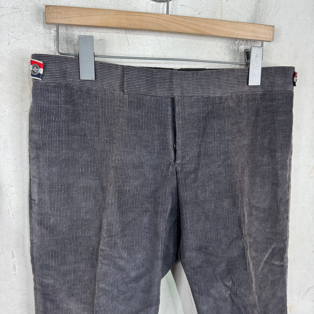 Thom Browne Dark Grey Striped Corduroy Trousers