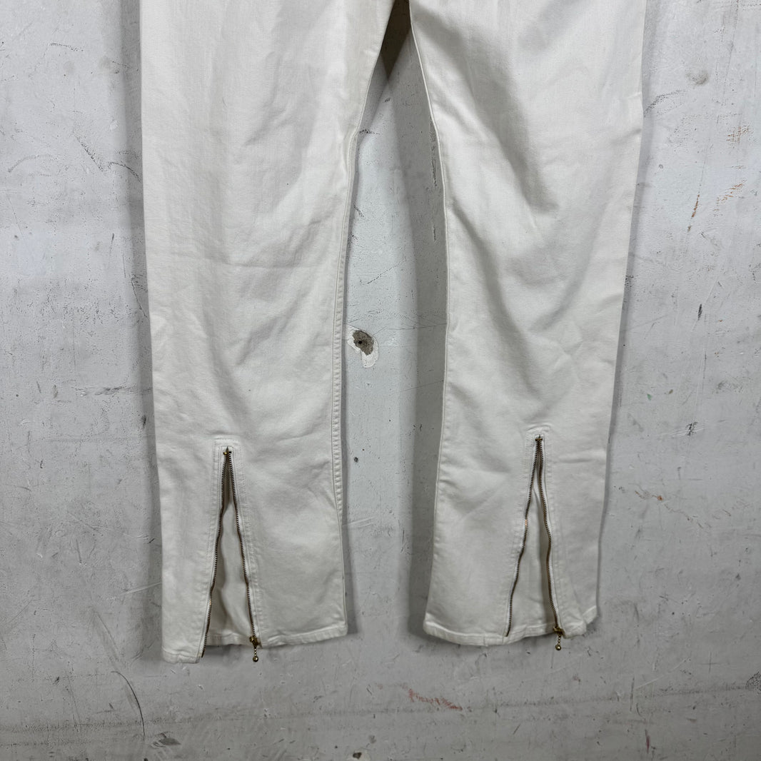 VLONE White Runway Zip Flared Jeans