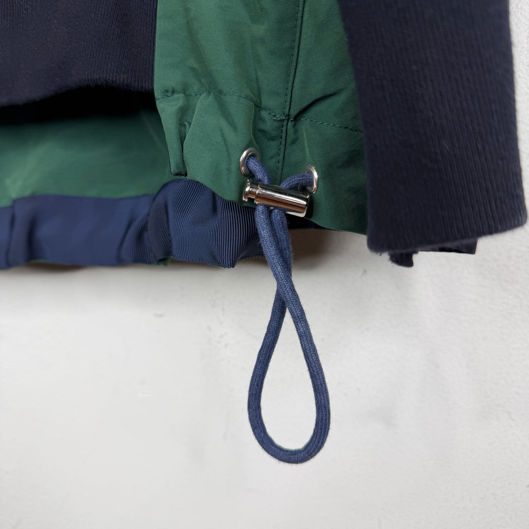 Sacai Navy/Green Hybrid Zip Up Hoodie
