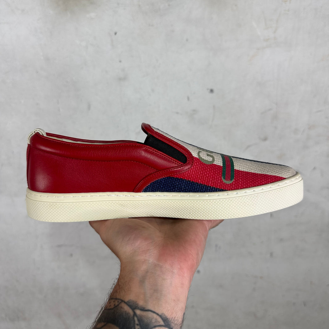 Gucci Striped Logo Slip Ons