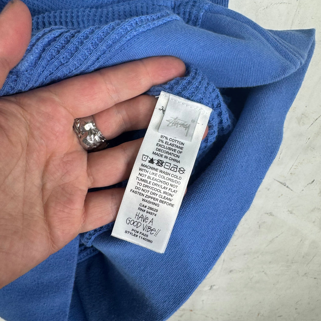 Stussy Blue Waffle Zip Hoodie