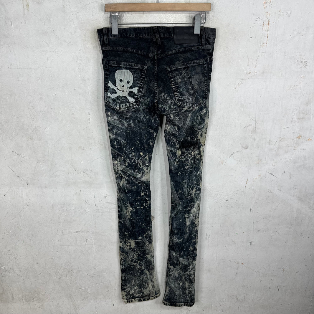 LGB Wolf Skull Bleached Skinny Jeans