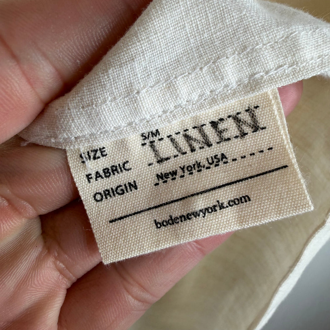 Bode Linen Collar Embroidered S/S Shirt
