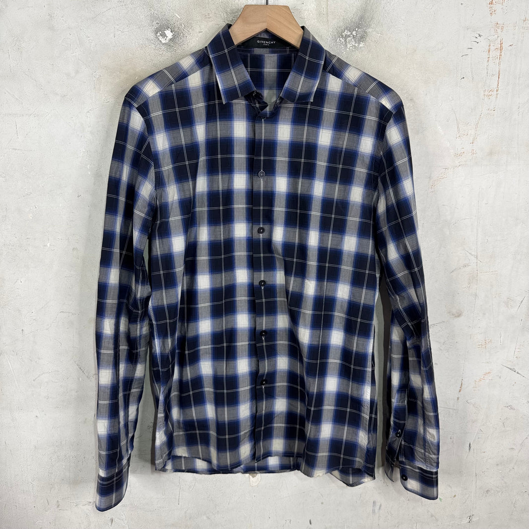 Givenchy Blue/White Plaid Button-Up Shirt