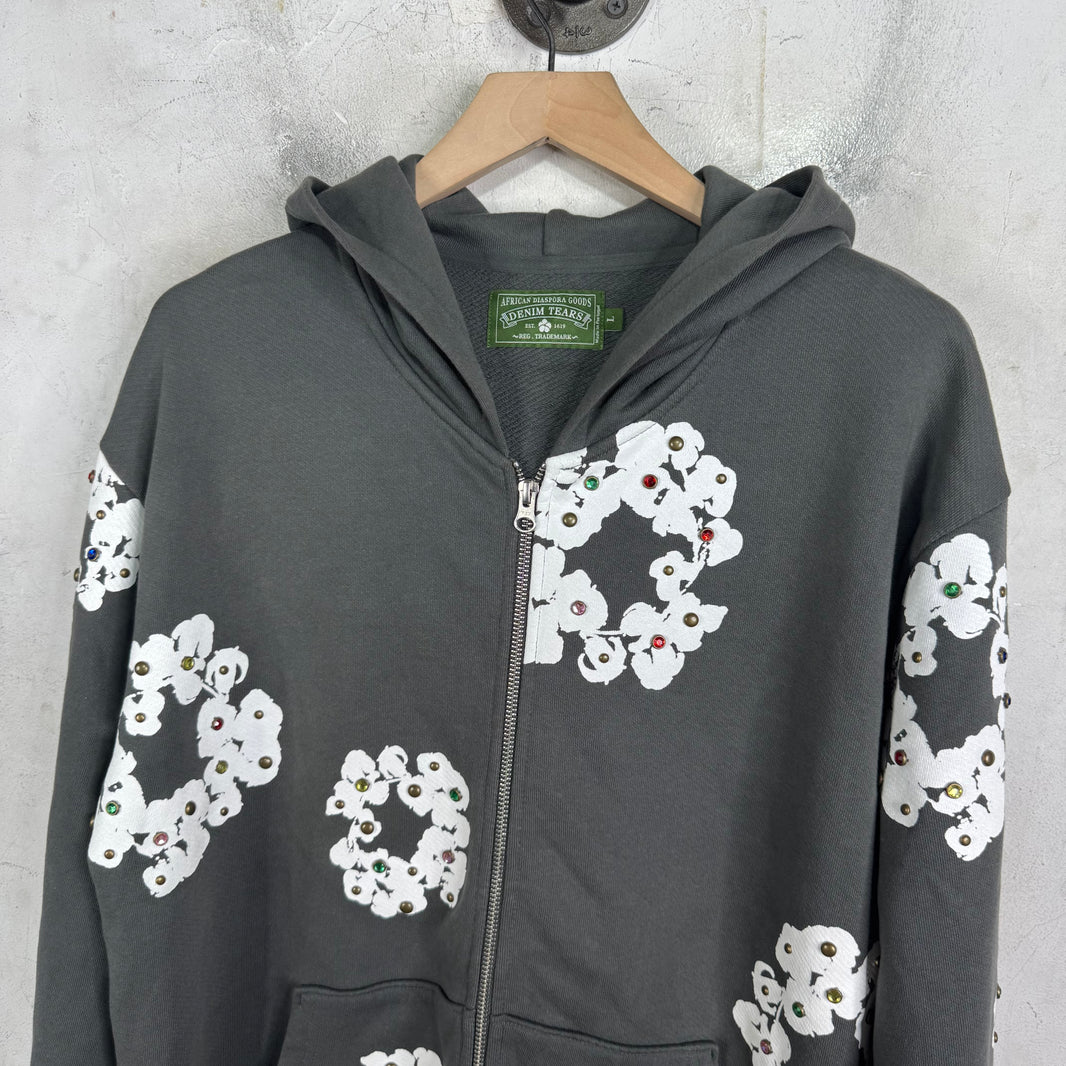 Denim Tears Rhinestone Wreath Zip Hoodie
