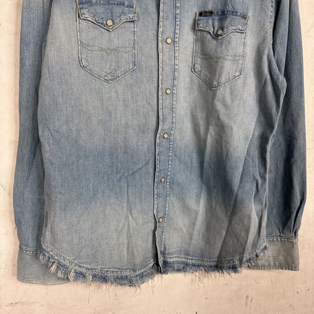 Ralph Lauren Lightwash Distressed Western Denim Shirt