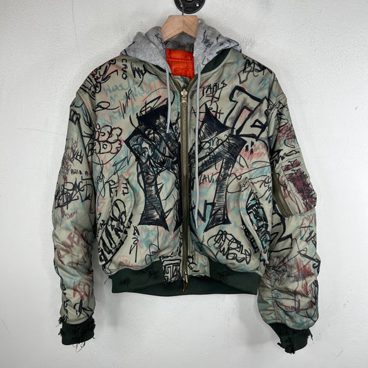 Mowalola Hooded Graffiti Bomber Jacket