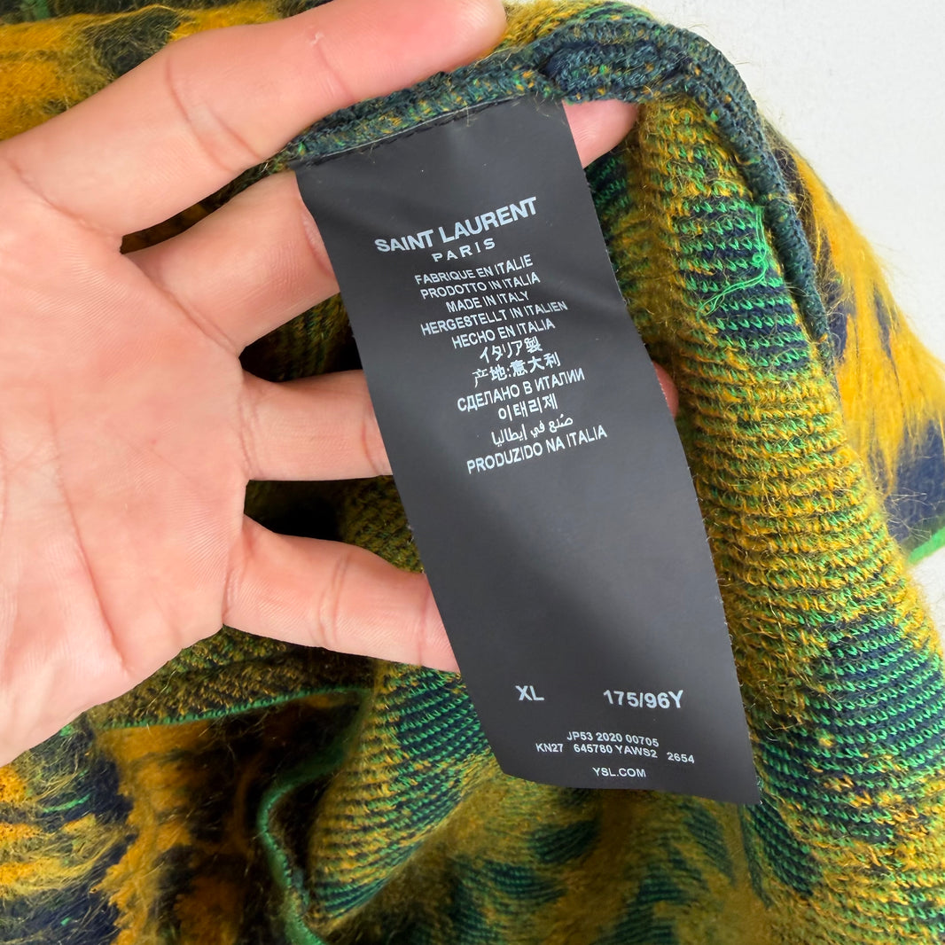 Saint Laurent Yellow Mohair Striped Cardigan