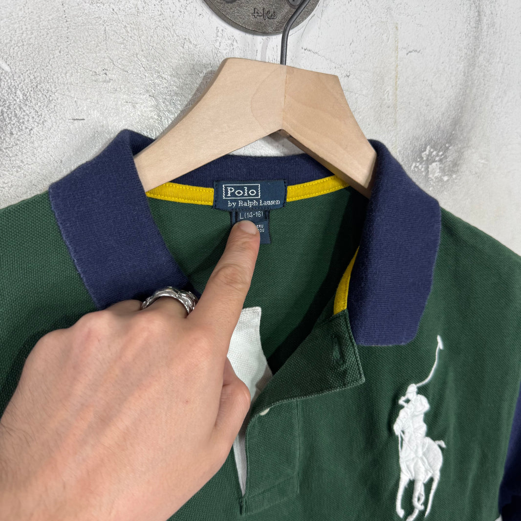 Ralph Lauren Green Double Striped Big Horse Polo