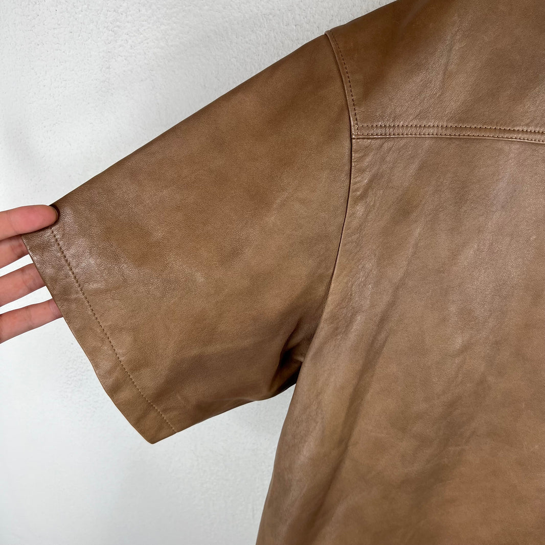 Prada Brown Nappa Lambskin Zip Shirt