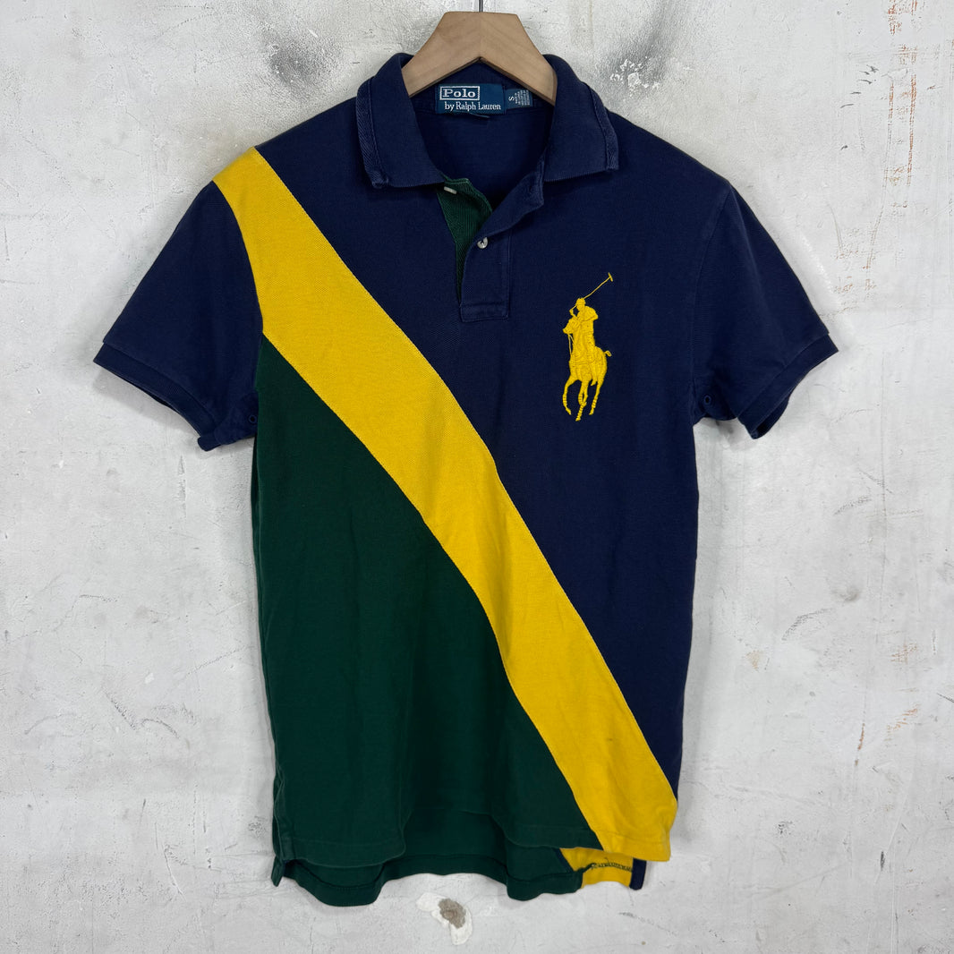 Ralph Lauren Navy/Yellow/Green Stripe Pony Polo