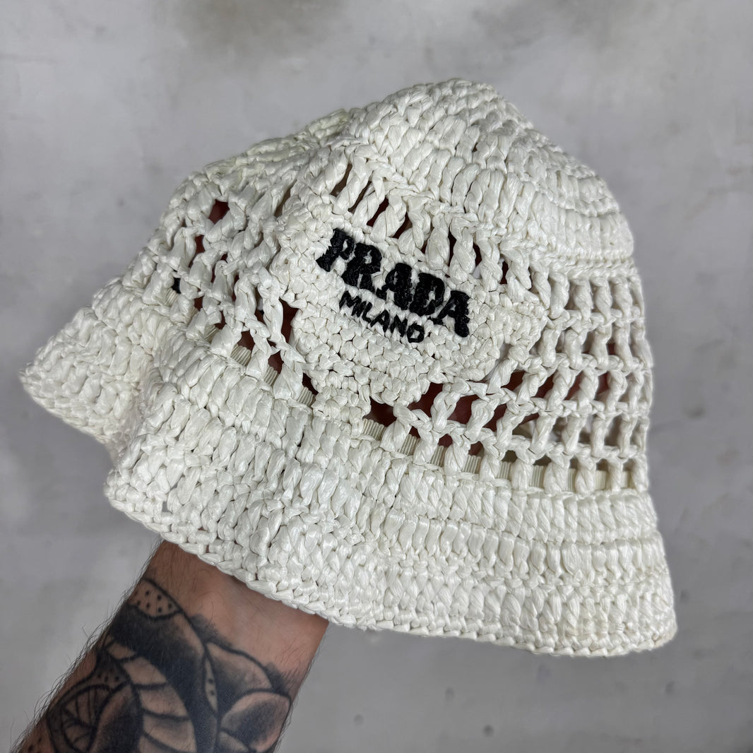 Prada Woven Logo Bucket Hat
