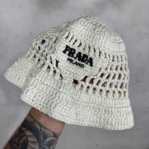 Prada Woven Logo Bucket Hat