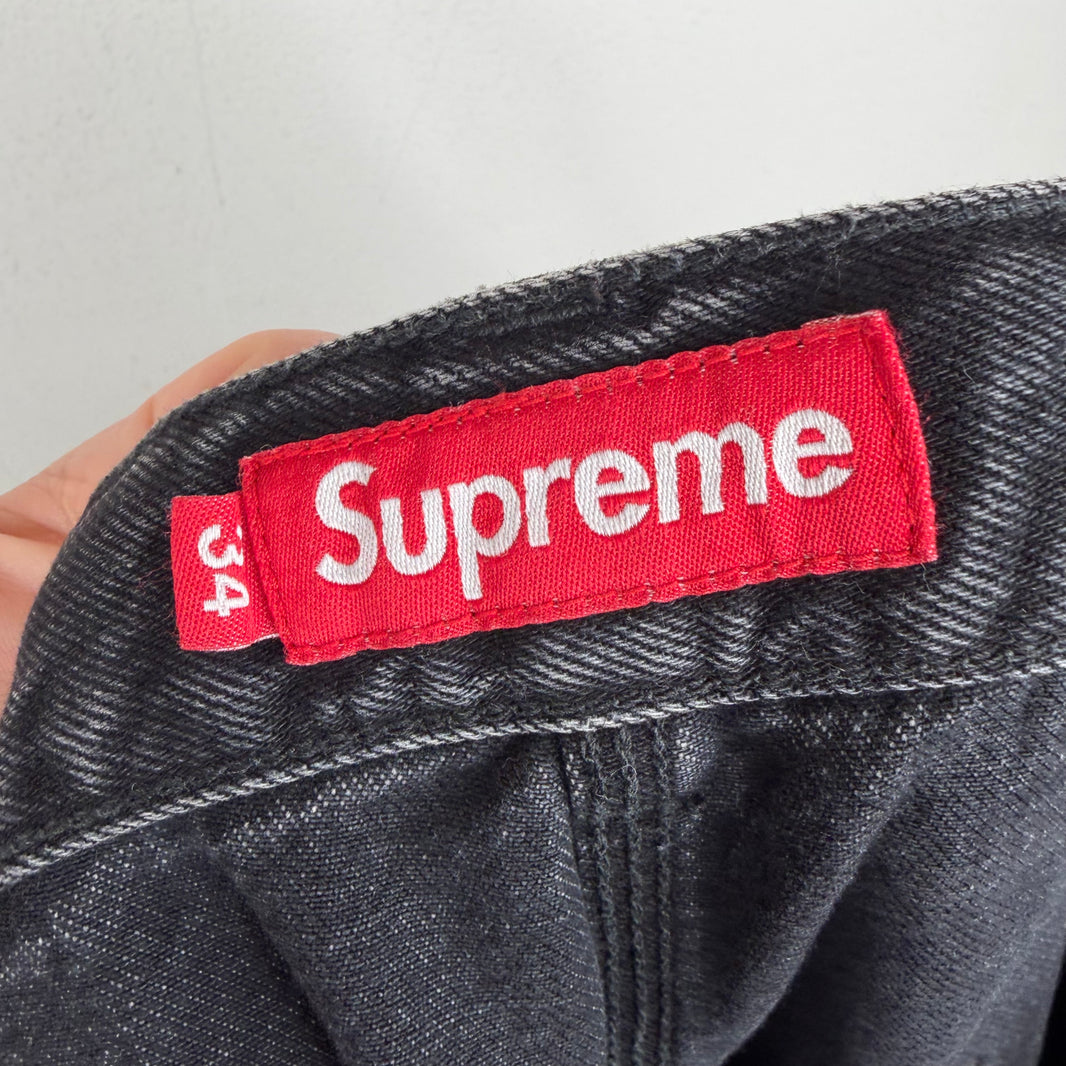 Supreme Faded Black Double Knee Jeans