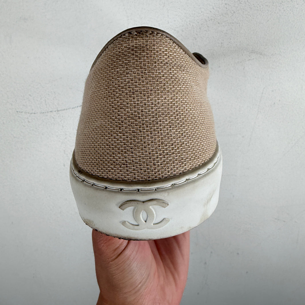 Chanel Woven Checkered Slip On Sneakers