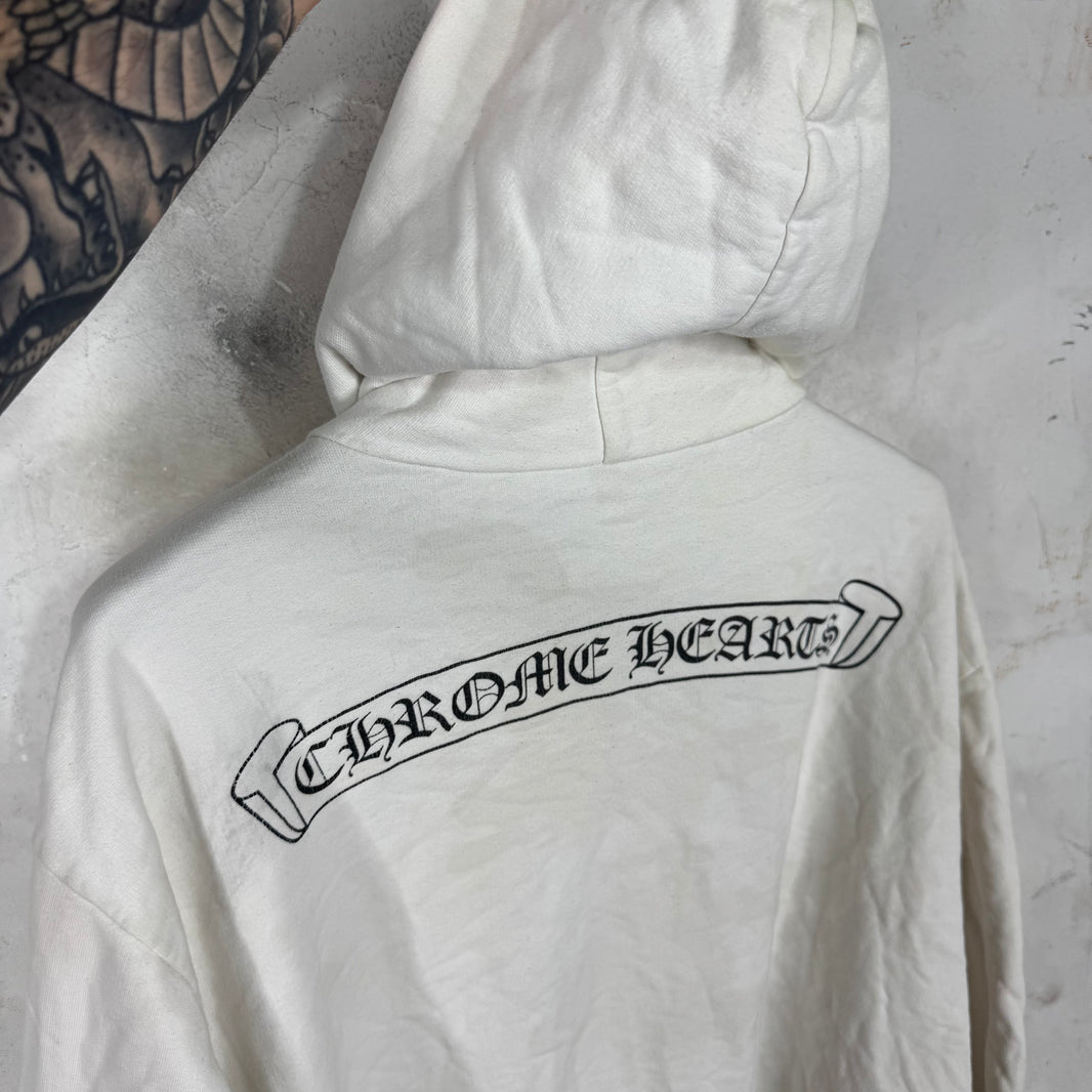 Chrome Hearts Smoked Script Sleeve White Zip Hoodie