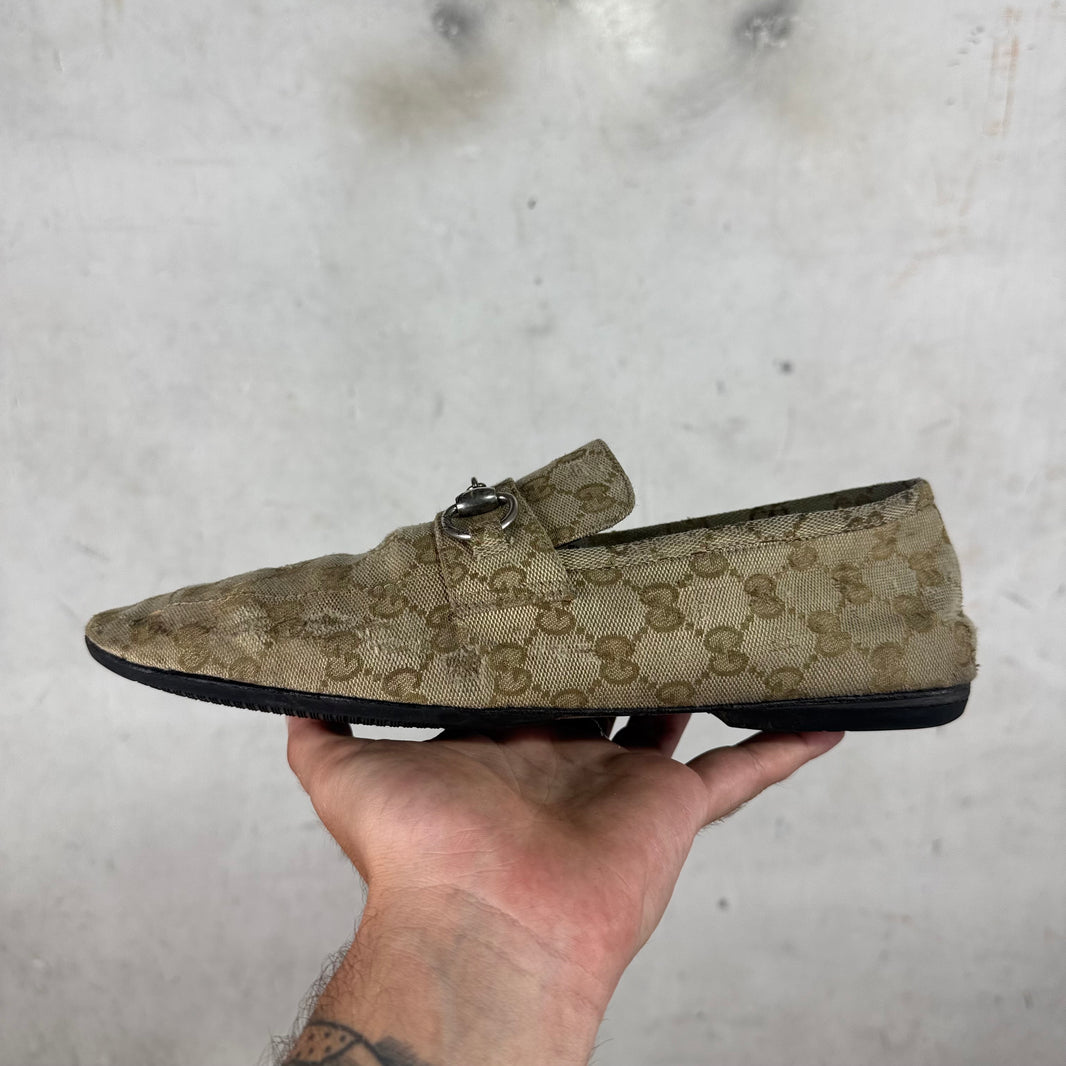 Gucci Monogram Ragazzo Horsebit Mules
