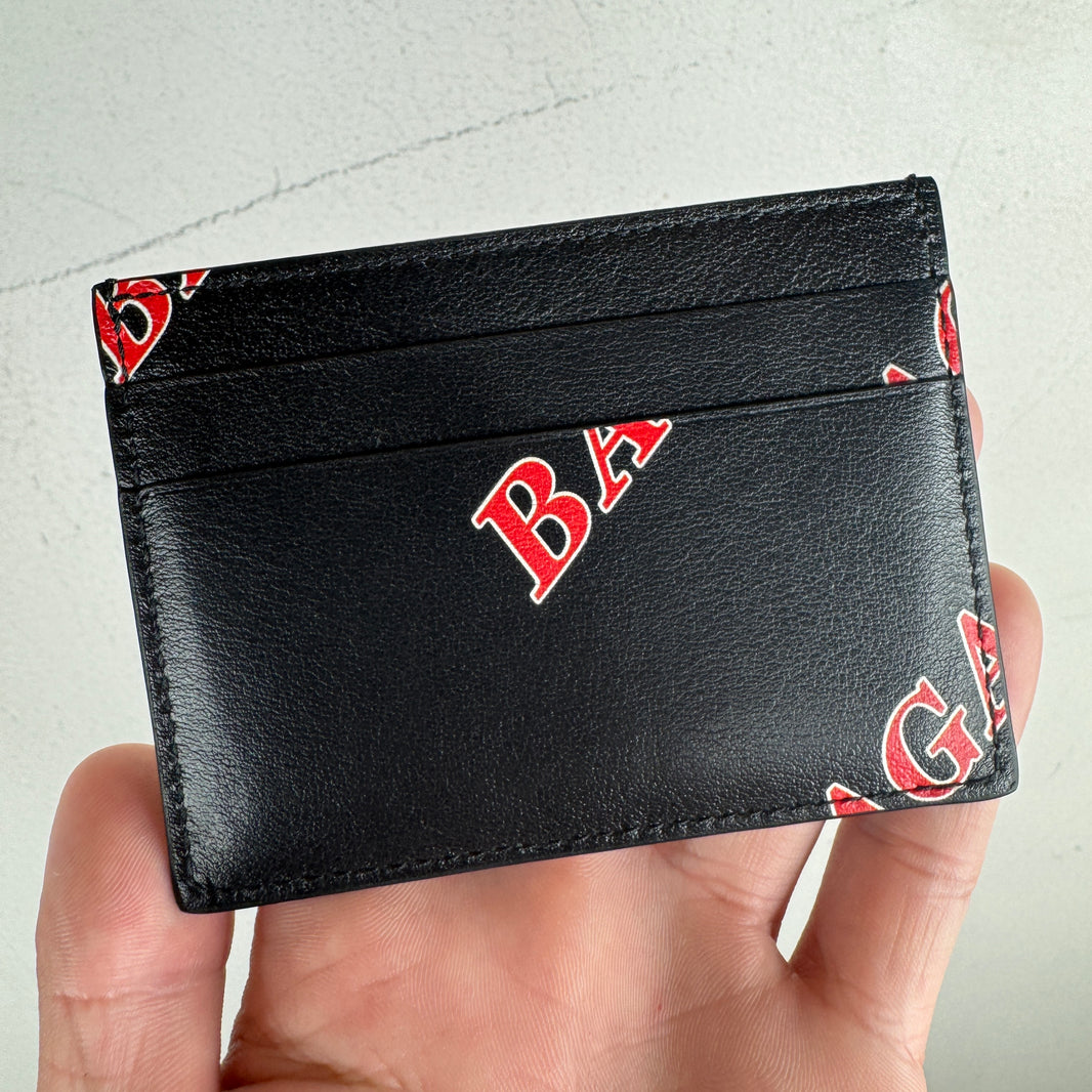 Balenciaga Red Diagonal Logo Card Holder