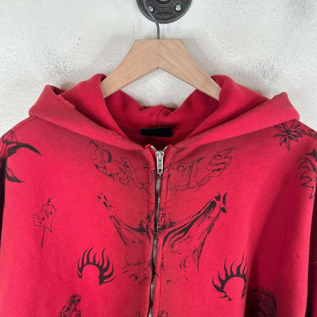 Balenciaga Red Tattoo Zip-Up Hoodie