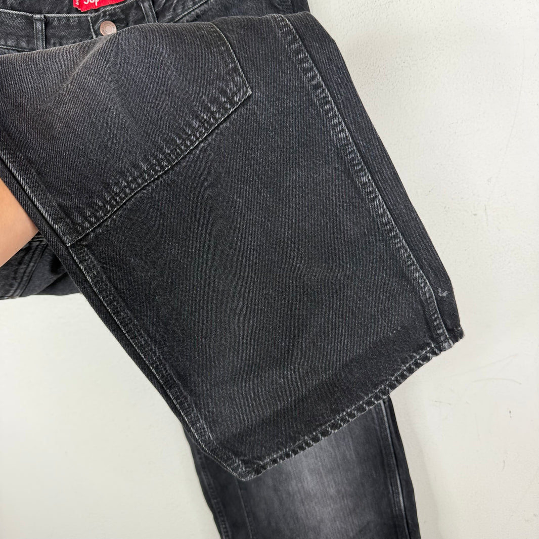 Supreme Faded Black Double Knee Jeans