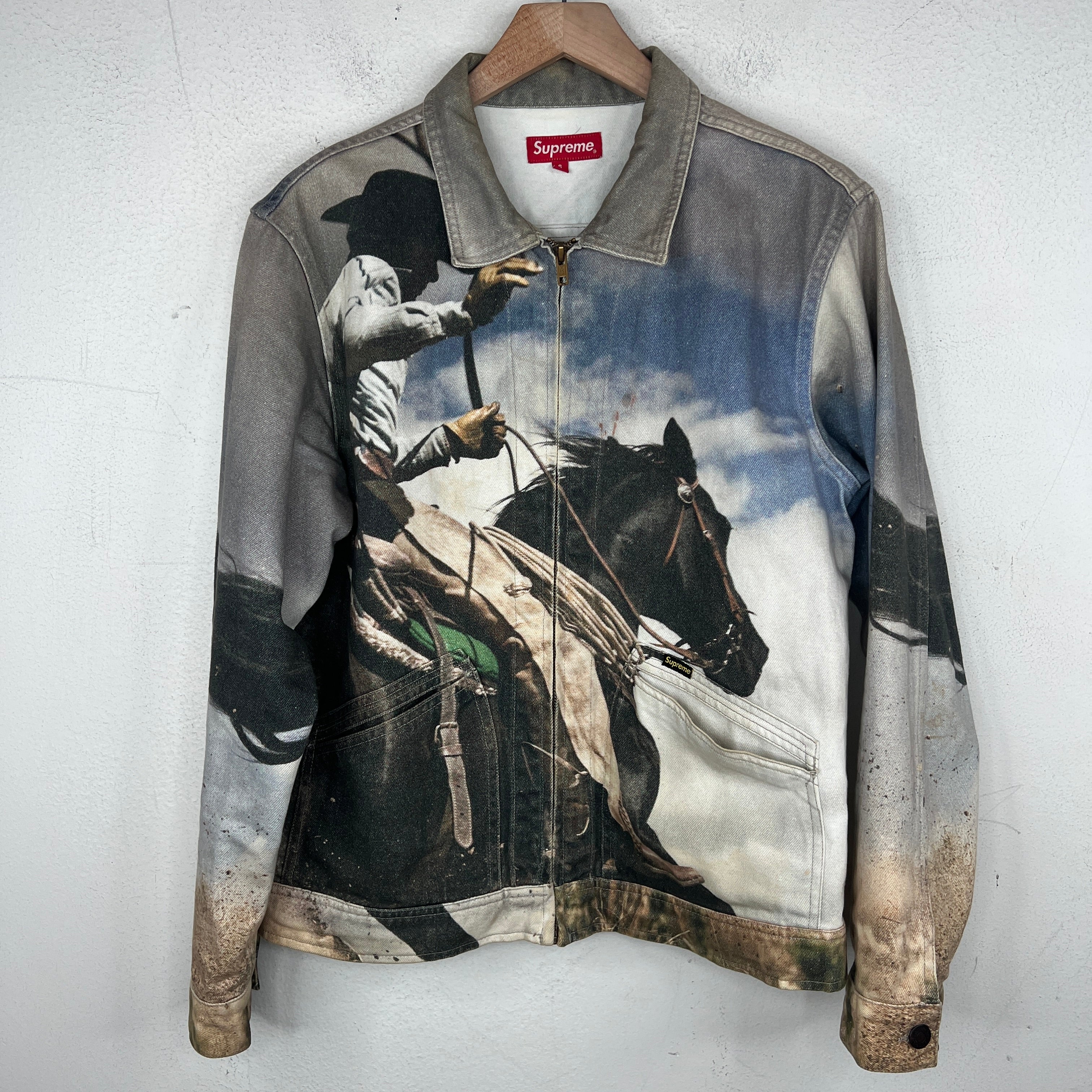 Supreme cowboy denim work jacket シュプリーム Supreme Cowboy Denim Work Jacket Size L Large Rare AOP