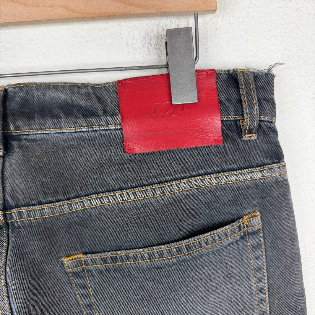 424 Black Distressed Skinny Jeans
