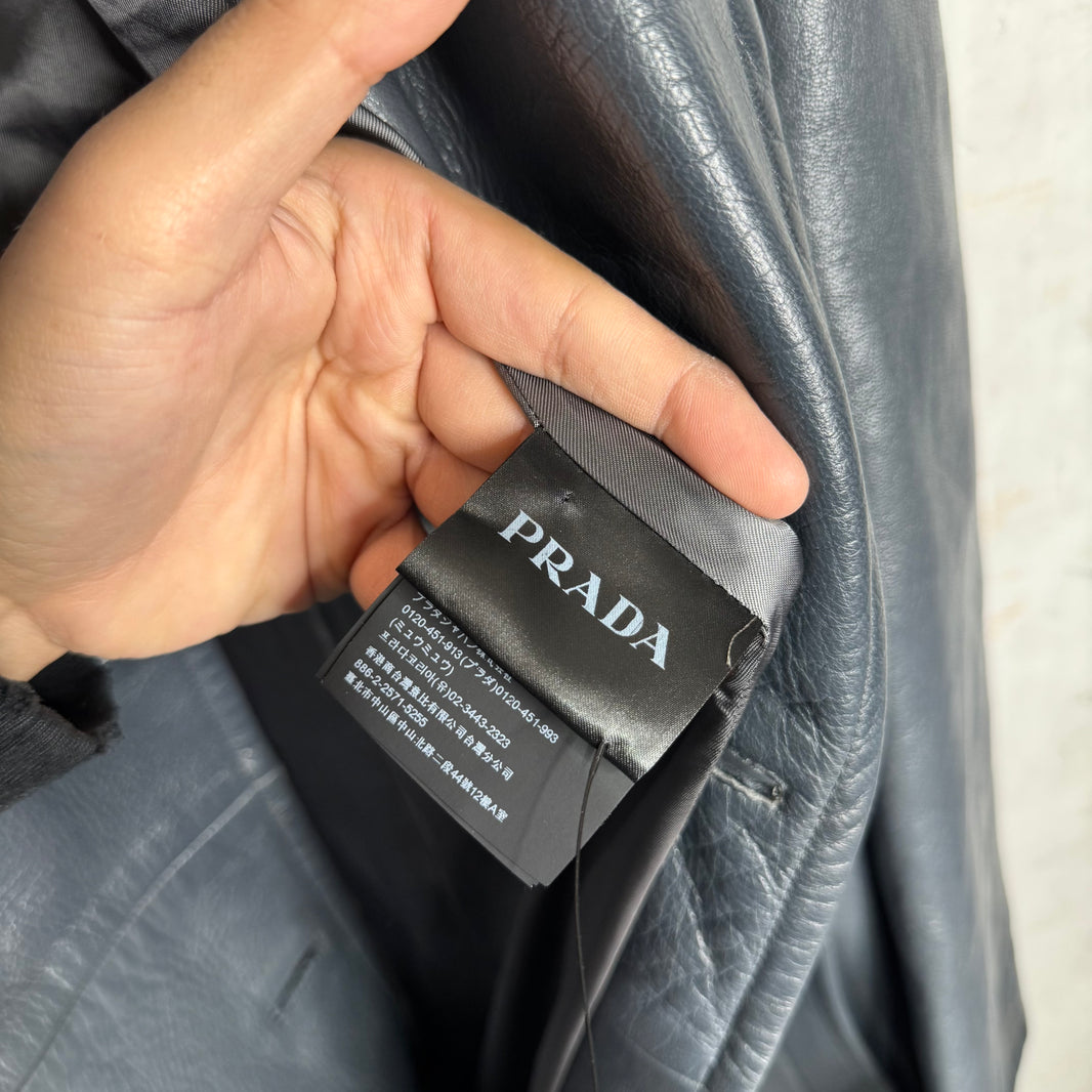 Prada Raf Leather Long Duster Coat