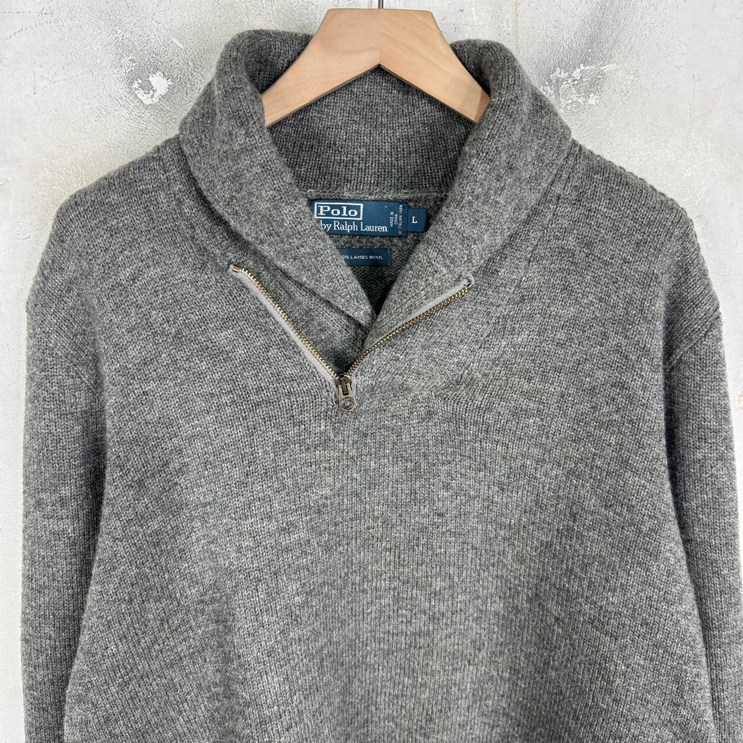 Ralph Lauren Wool Grey Asymmetrical Zip Sweater