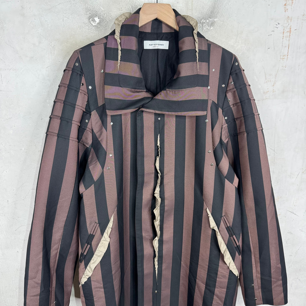 Kiko Kostadinov Sirokko Striped Ruffled Coat