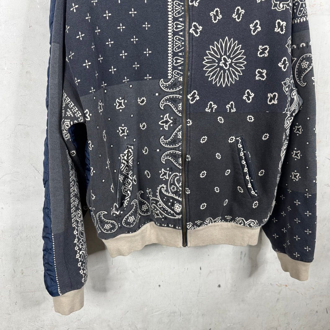 Kapital Hybrid Quilted Paisley Zip Hoodie