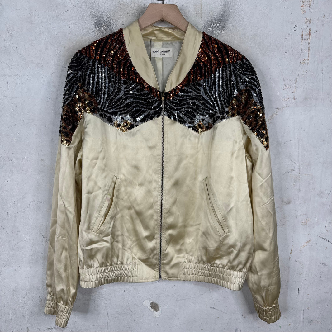 Saint Laurent Animal Sequined SatinBomber