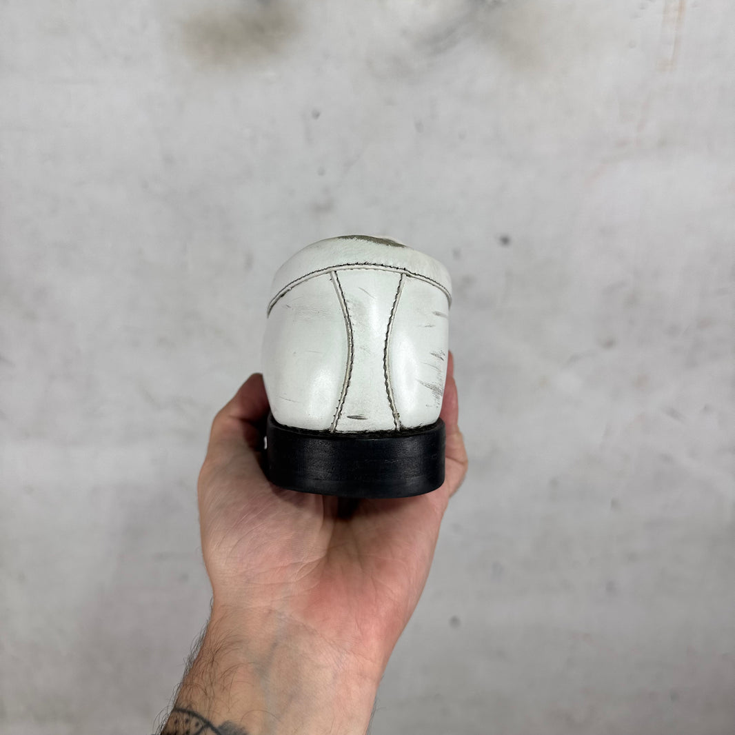 Celine White Leather Triomphe Loafers