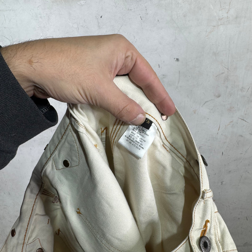 Kapital Beige Contrast Stitched Carpenter Pants
