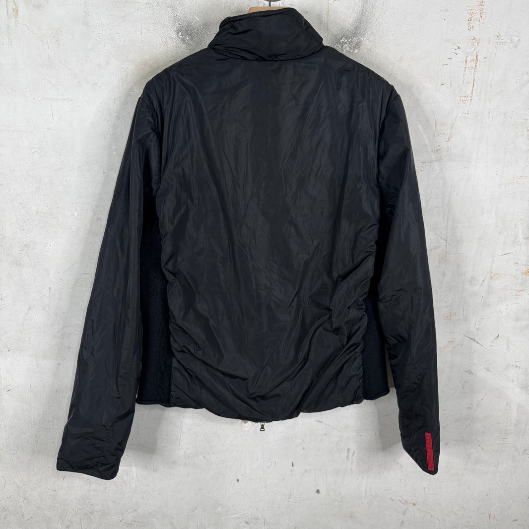 Prada Wool Lined Red Zipper Nylon Jacket